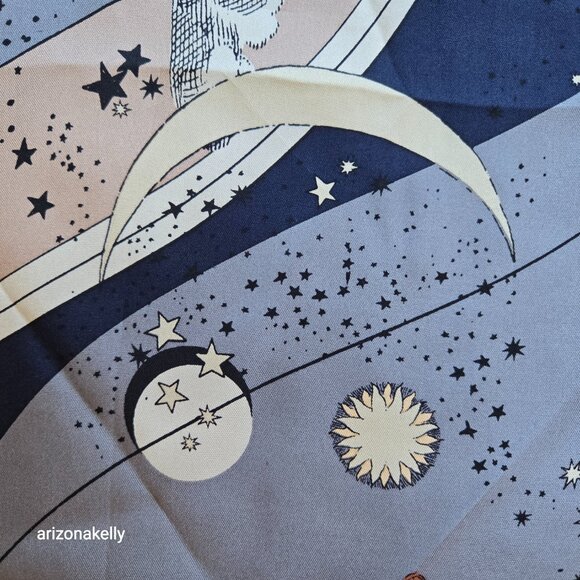 NWT Ann Taylor Silk Square Scarf Celestial Moon Stars Butterflies - Picture 7 of 12